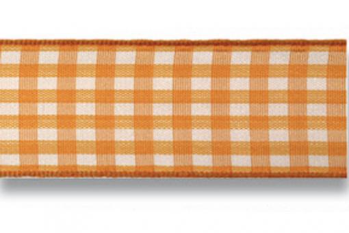 Vichy-Band mit Drahtkante 40 mm - 20 m Rolle Orange